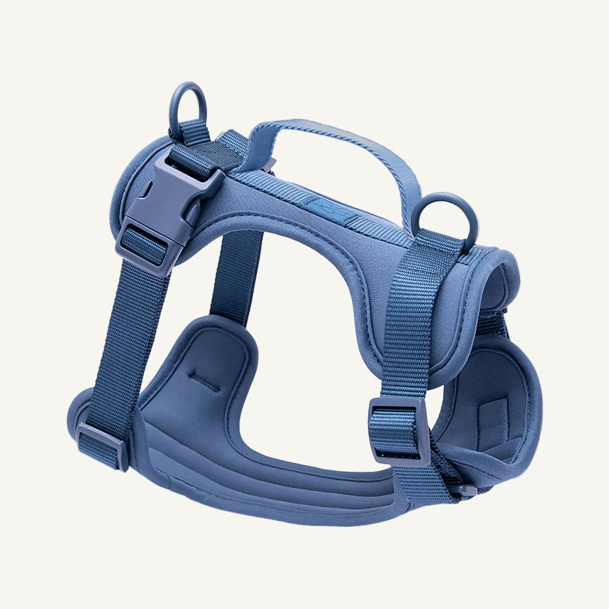 Navy Blue padded no pull dog harness with control handle catalogue view for private label buyers
