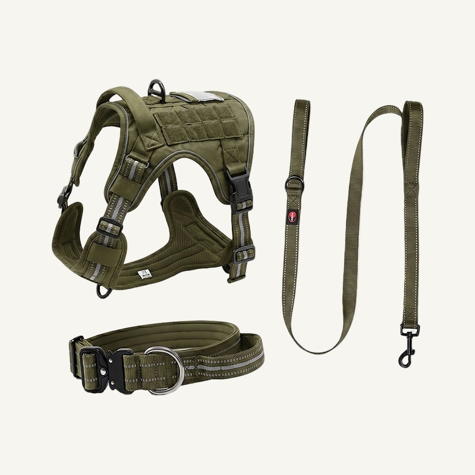 Olive Set oxford tactical dog harness collar and leash set catalogue view for private label buyers