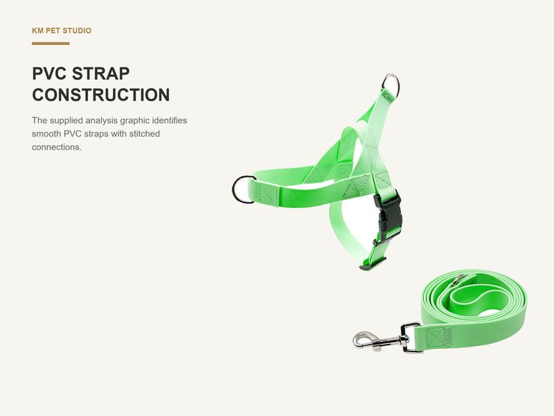 PVC Strap Construction detail on pvc strap dog harness and leash set for wholesale buyers