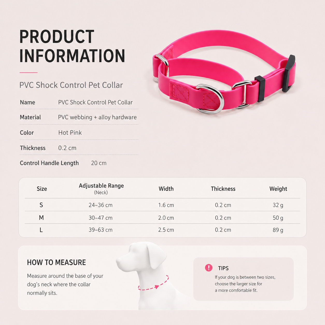 Heavy Duty Waterproof PVC Dog Collar with Control Handle