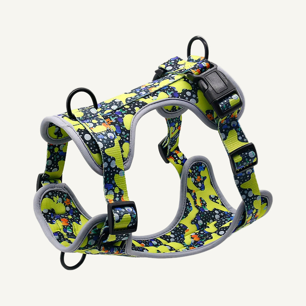 Pattern A1 printed neoprene no pull dog harness catalogue view for private label buyers