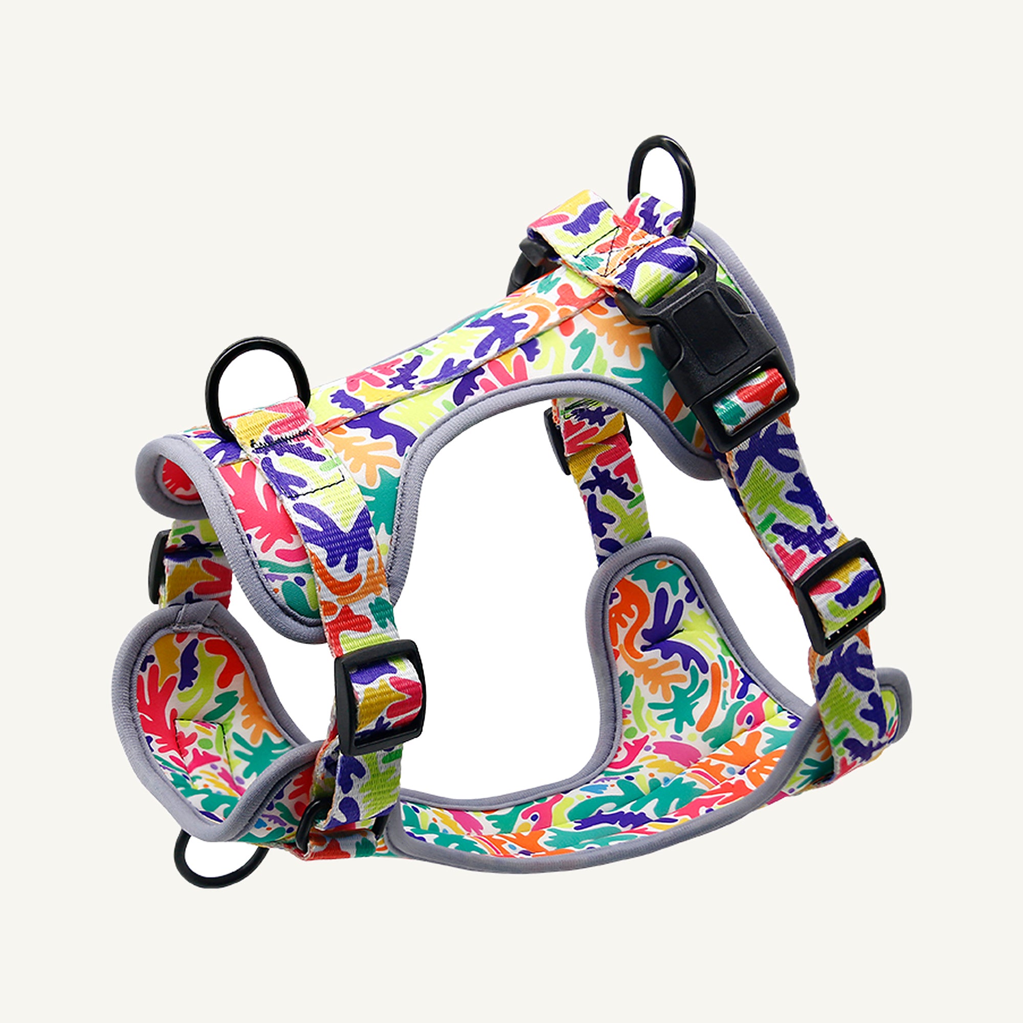 Pattern C1 printed neoprene no pull dog harness catalogue view for private label buyers