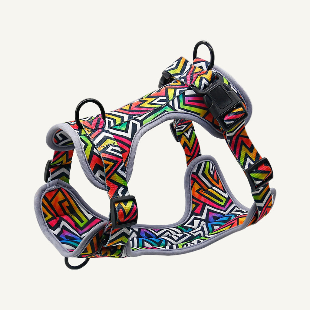 Pattern C4 printed neoprene no pull dog harness catalogue view for private label buyers