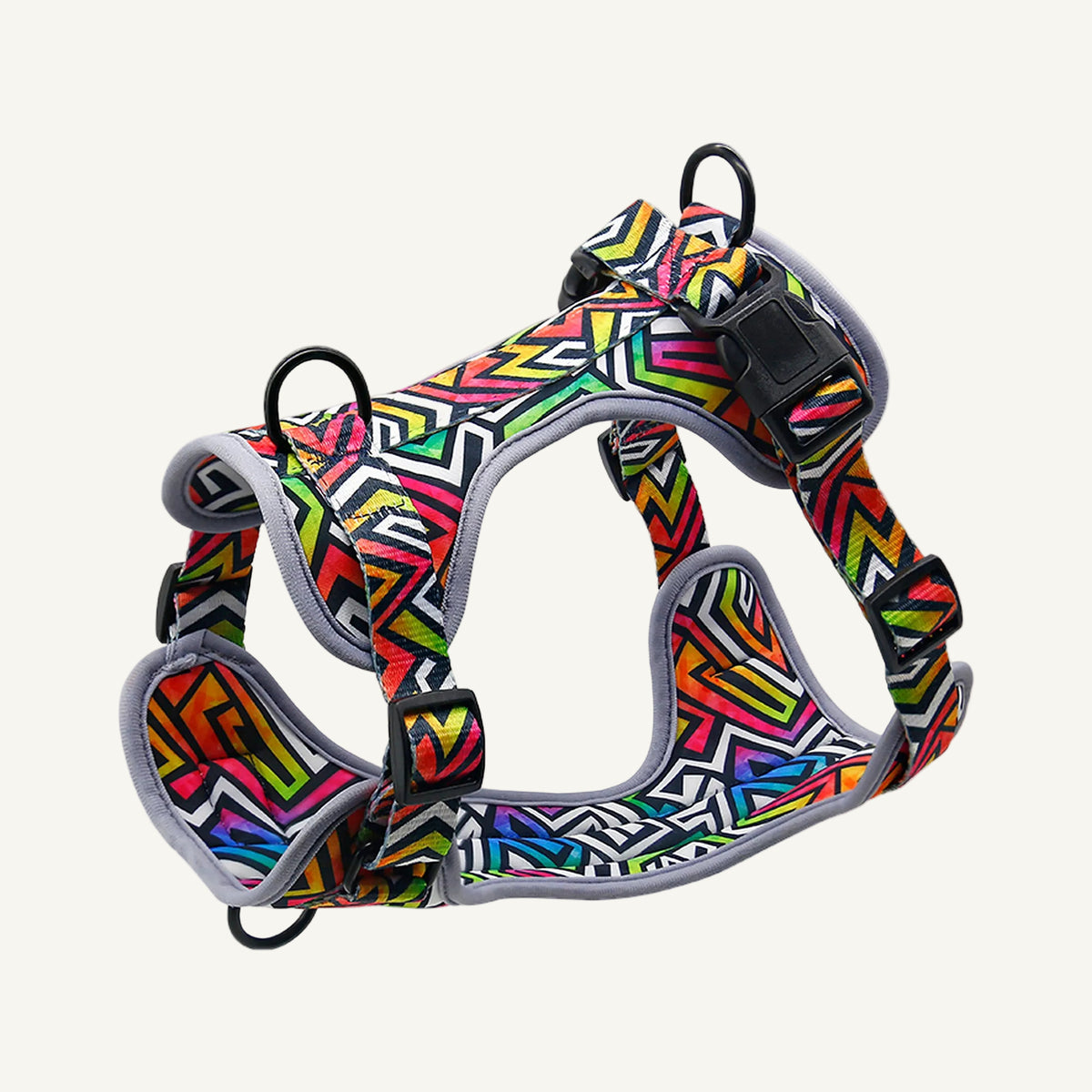 Pattern C4 printed neoprene no pull dog harness catalogue view for private label buyers