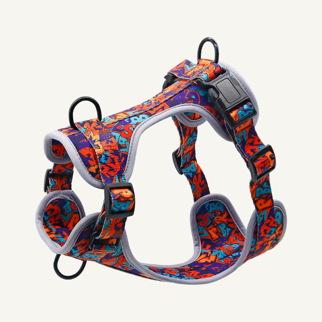Pattern E4 printed neoprene no pull dog harness catalogue view for private label buyers