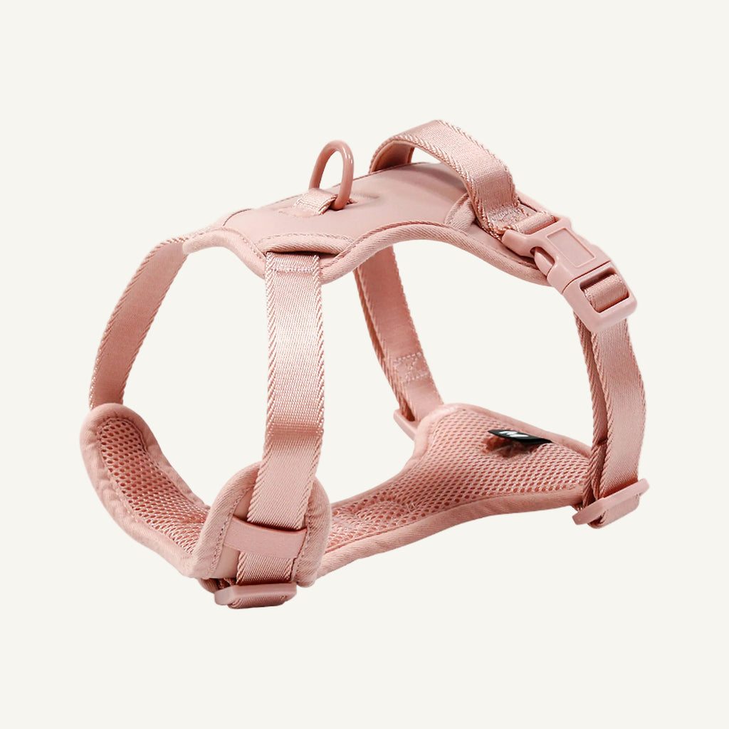 Pink lightweight mesh dog harness with control handle catalogue view for private label buyers