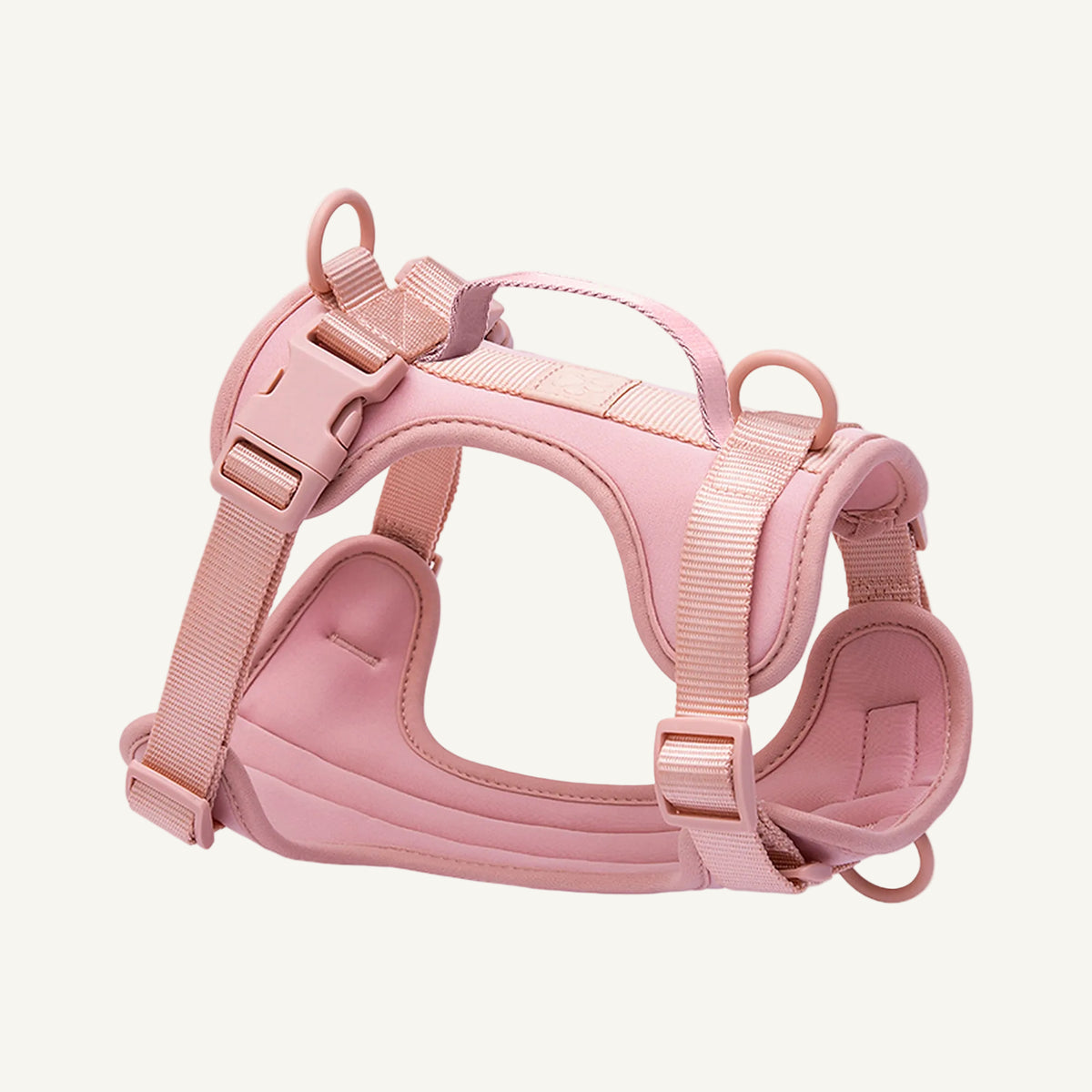 Pink padded no pull dog harness with control handle catalogue view for private label buyers