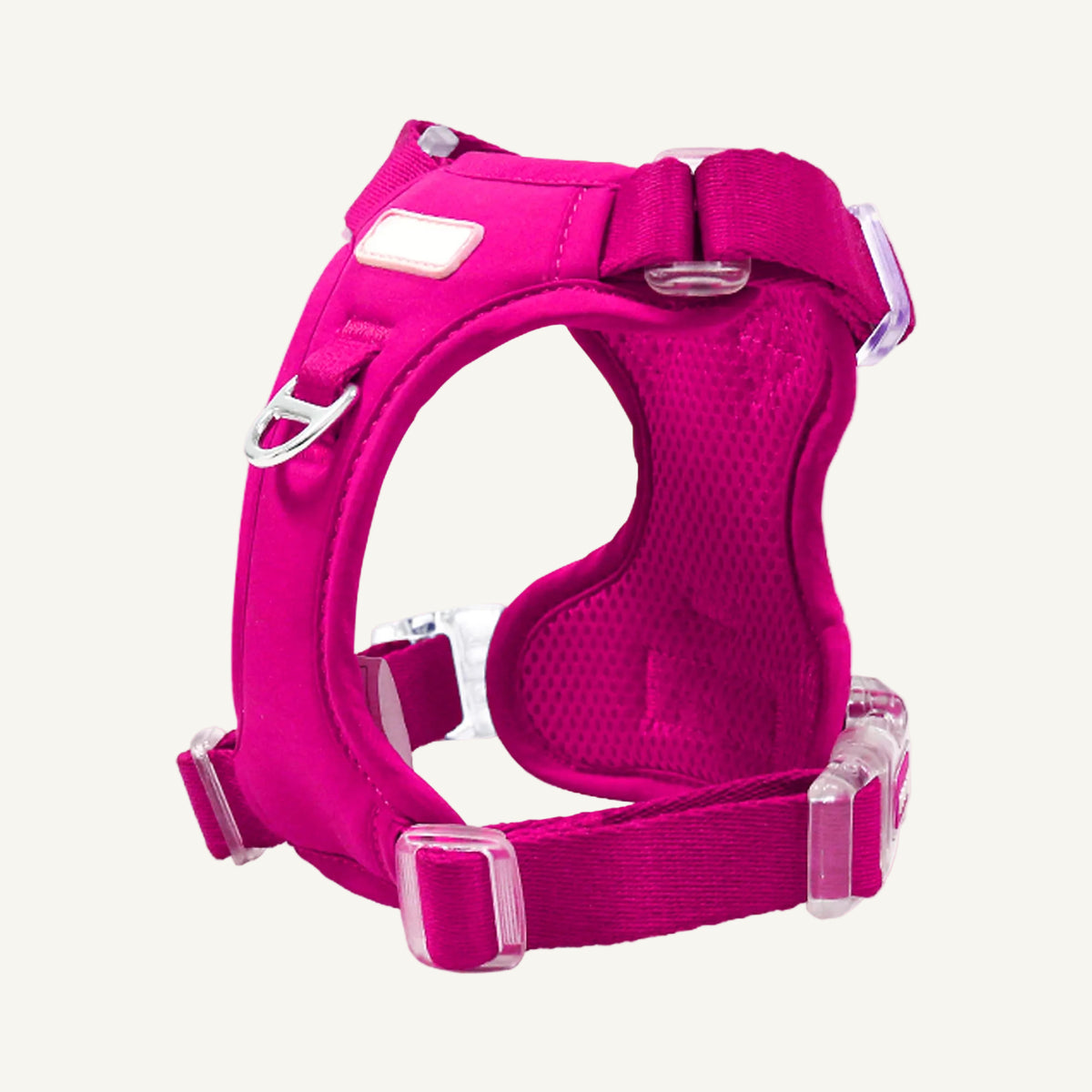 Pink soft mesh adjustable dog harness catalogue view for private label buyers