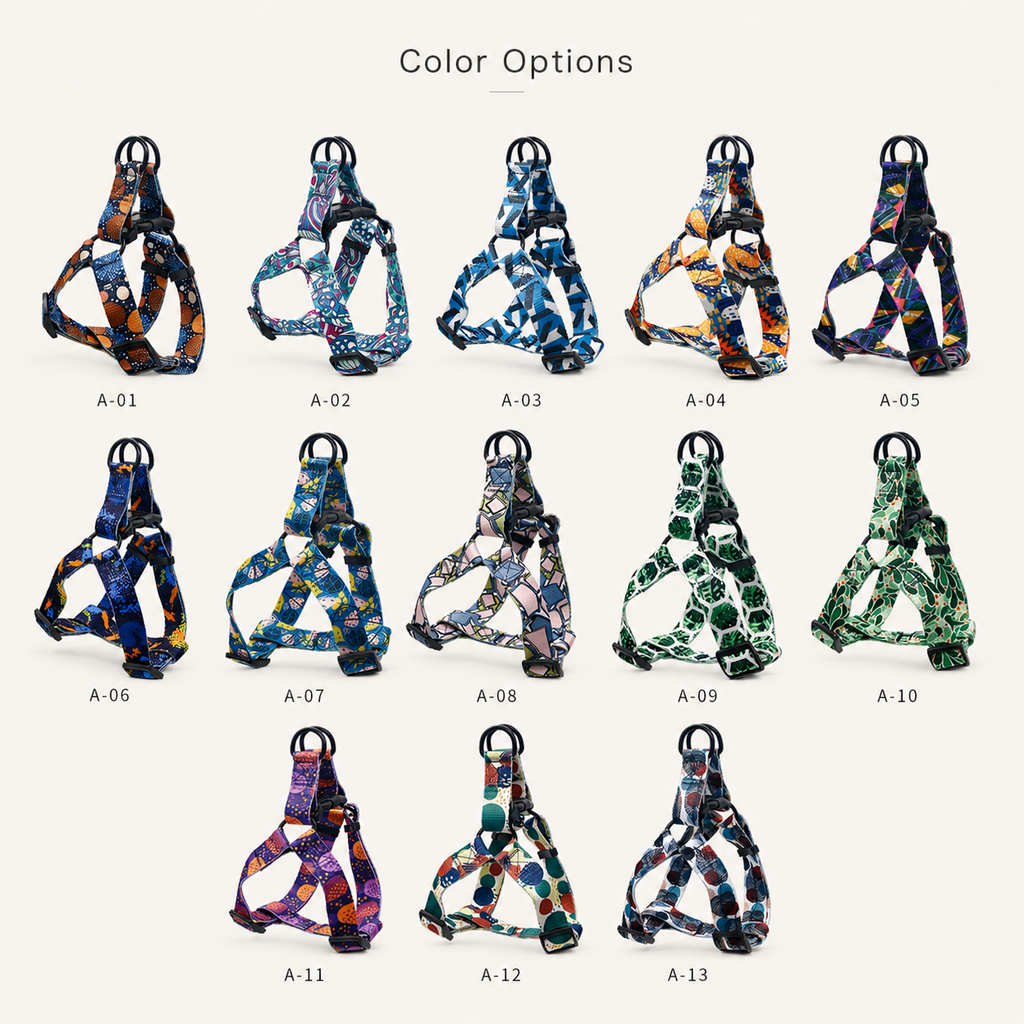 Printed Polyester Adjustable Dog Harness