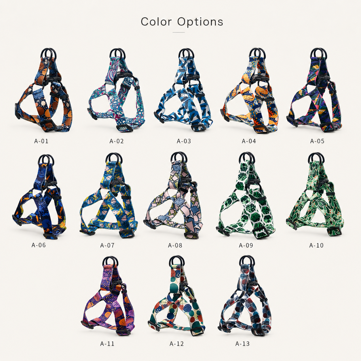 Printed Polyester Adjustable Dog Harness