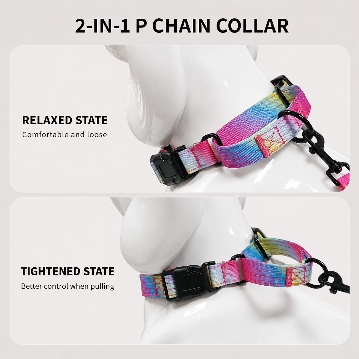 P-Chain Anti-Lunge Dog Collar with Neoprene Padding