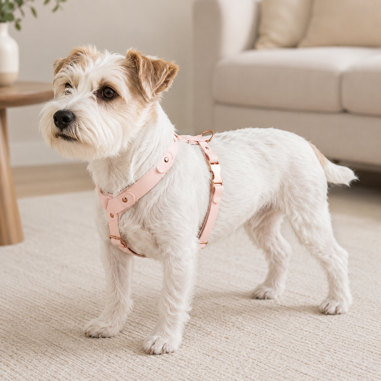 Waterproof PVC Dog Harness with Rose Gold Hardware
