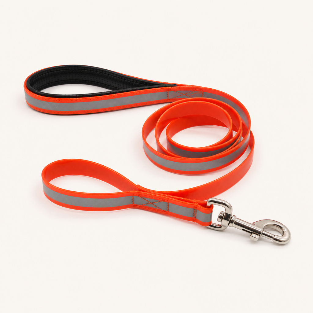 Dual Handle Reflective TPU Dog Leash with EVA Padded Grip