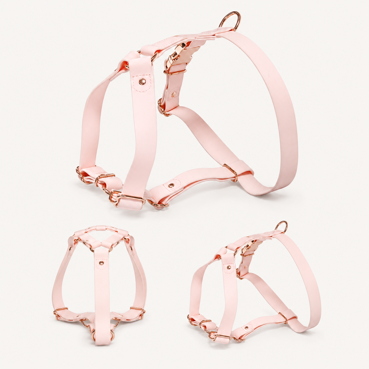 Waterproof PVC Dog Harness with Rose Gold Hardware