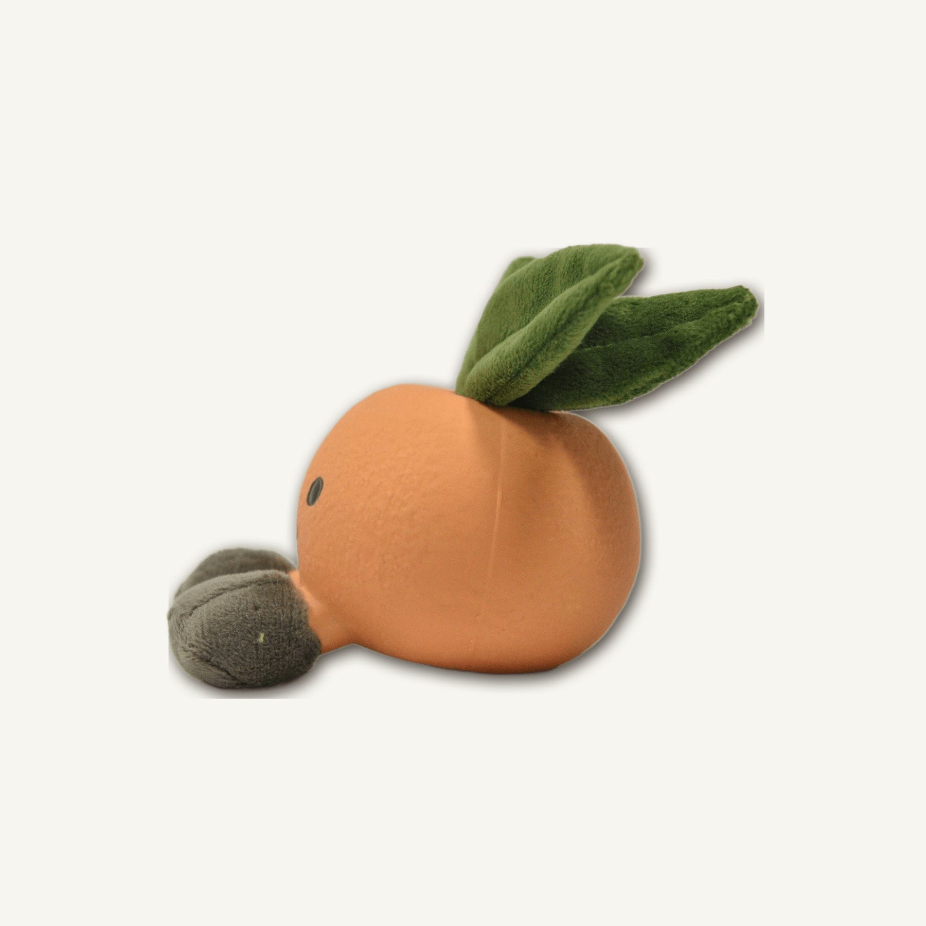 Latex Orange with Plush – RJ001 top perspective view on warm neutral background for wholesale pet brands