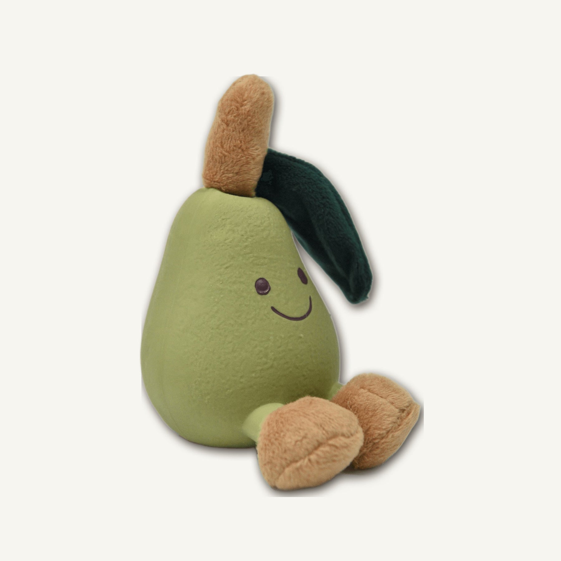 Latex Pear with Plush – RJ002 side perspective view on warm neutral background for wholesale pet brands