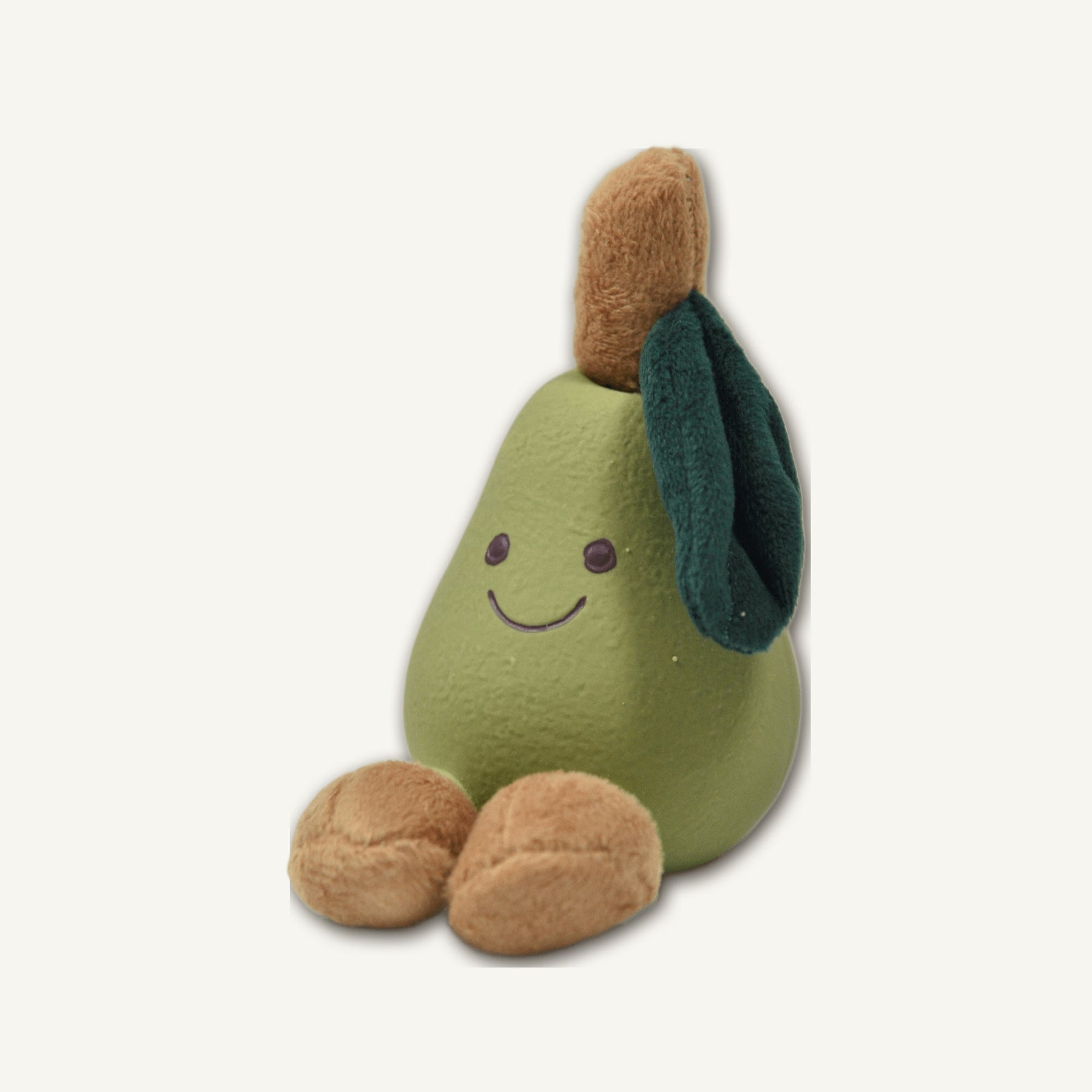 Latex Pear with Plush – RJ002 construction detail view on warm neutral background for wholesale pet brands