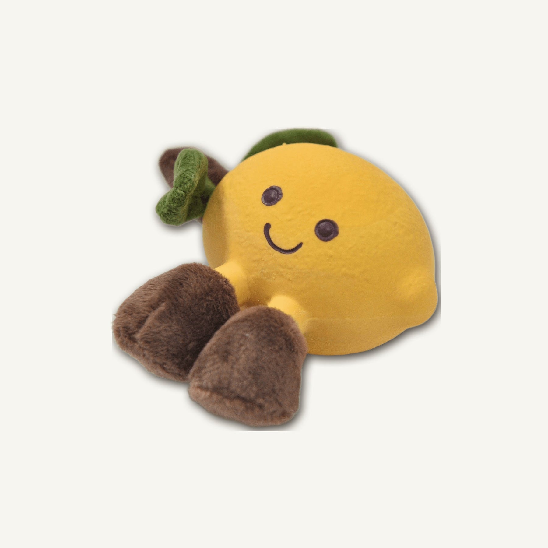 Latex Lemon with Plush – RJ003 top perspective view on warm neutral background for wholesale pet brands