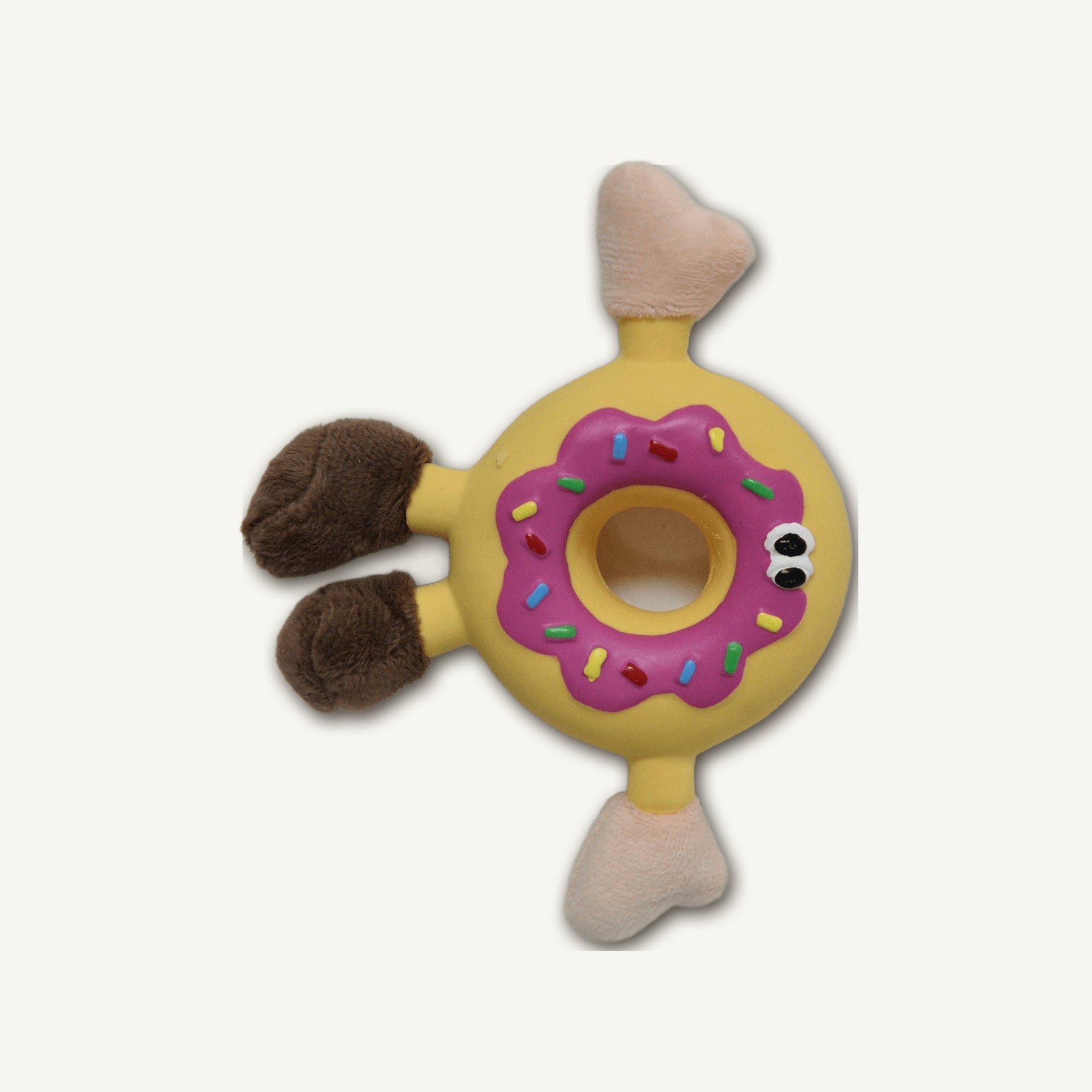 Latex Donut with Plush – RJ005 alternate product angle on warm neutral background for wholesale pet brands