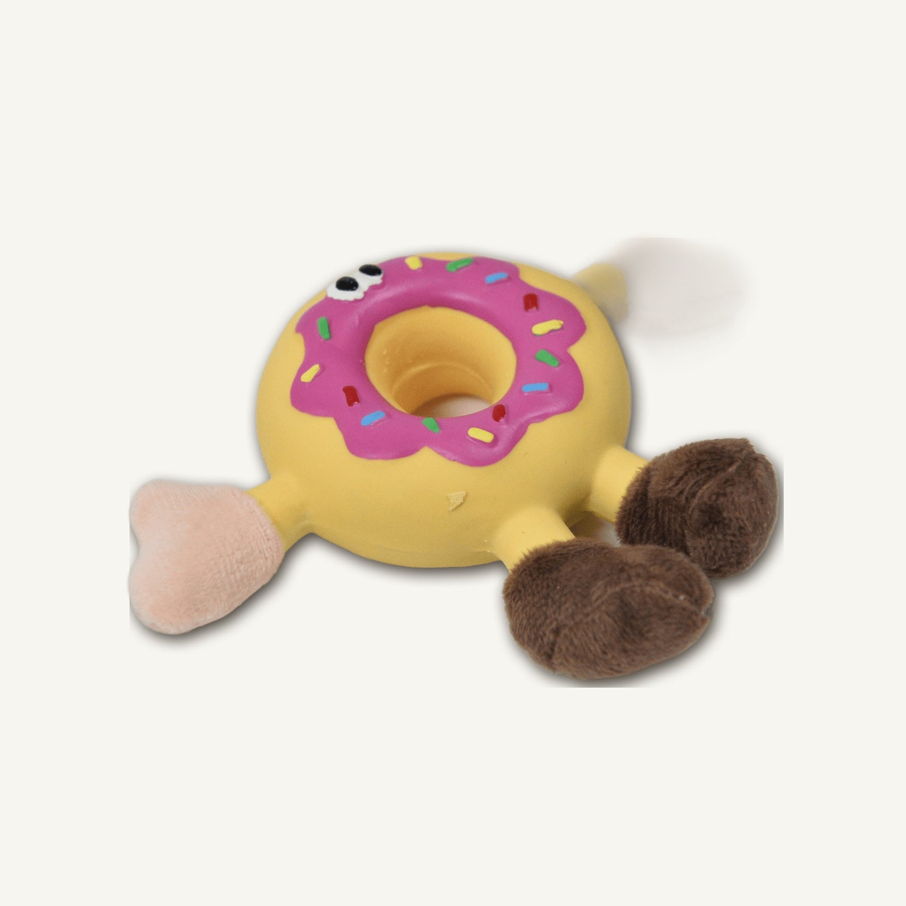 Latex Donut with Plush – RJ005 side perspective view on warm neutral background for wholesale pet brands