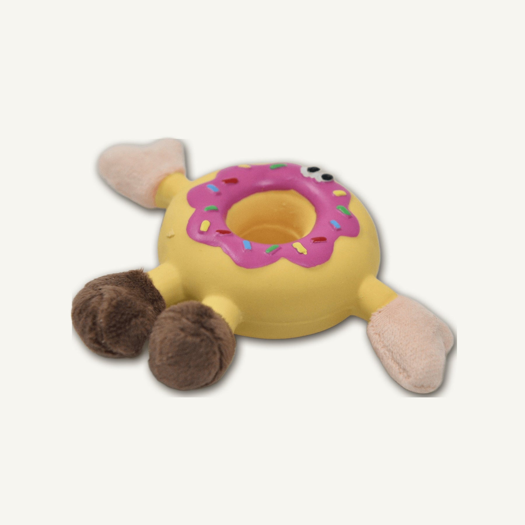 Latex Donut with Plush – RJ005 top perspective view on warm neutral background for wholesale pet brands