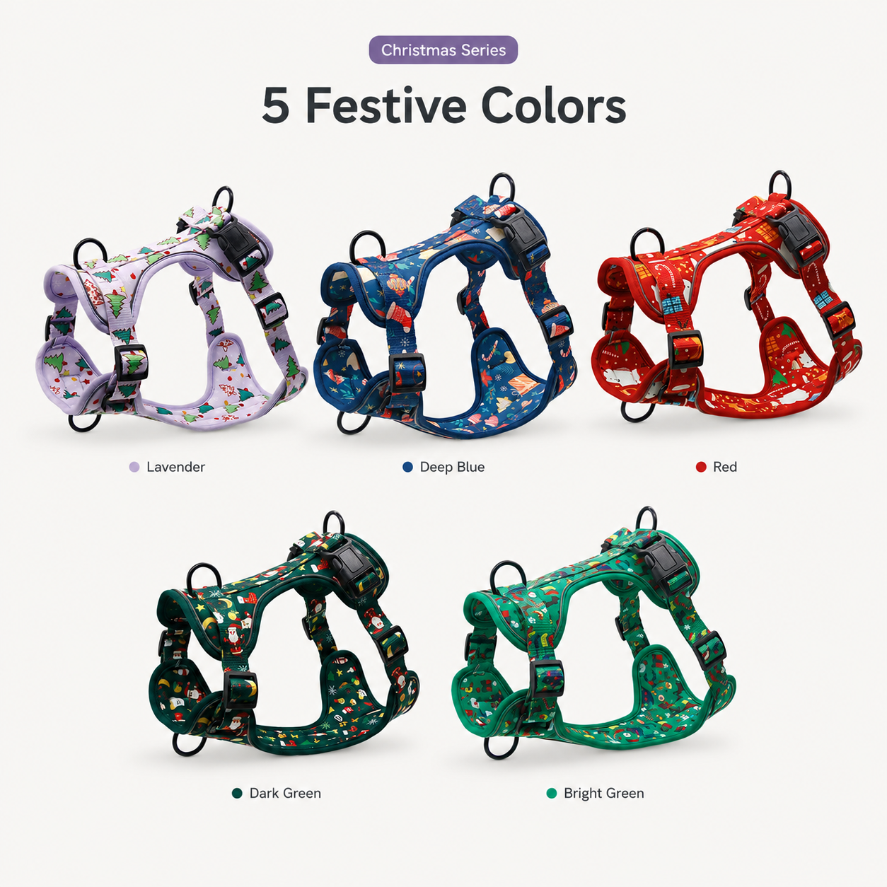 Christmas Print Reflective Dog Harness
