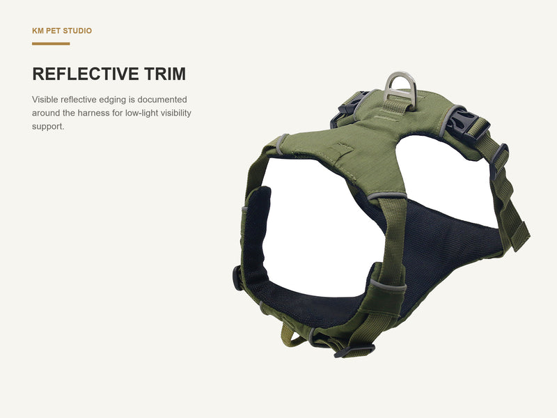 Reflective Trim detail on 300d grid nylon reflective dog harness for wholesale buyers