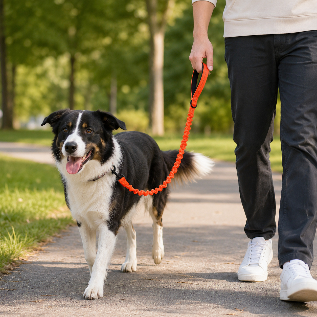 Shock Absorbing Reflective Elastic Dog Leash