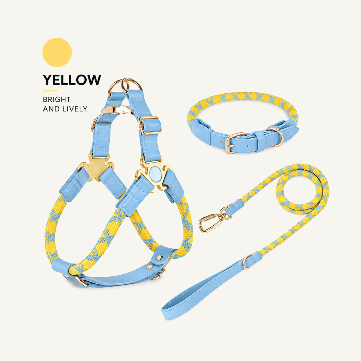 Reflective Rope Dog Harness Collar and Leash Set