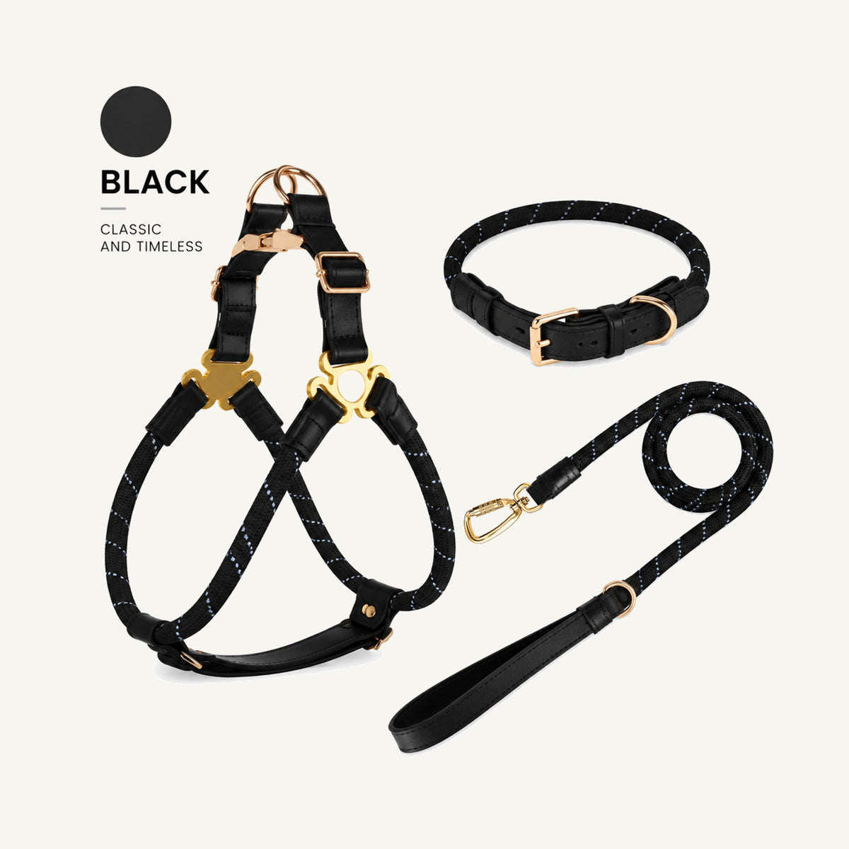 Reflective Rope Dog Harness Collar and Leash Set