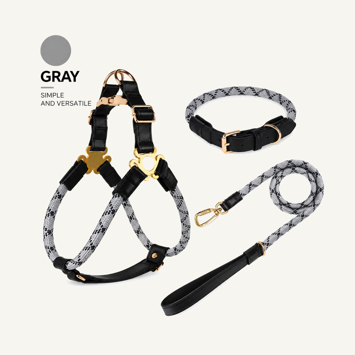 Reflective Rope Dog Harness Collar and Leash Set