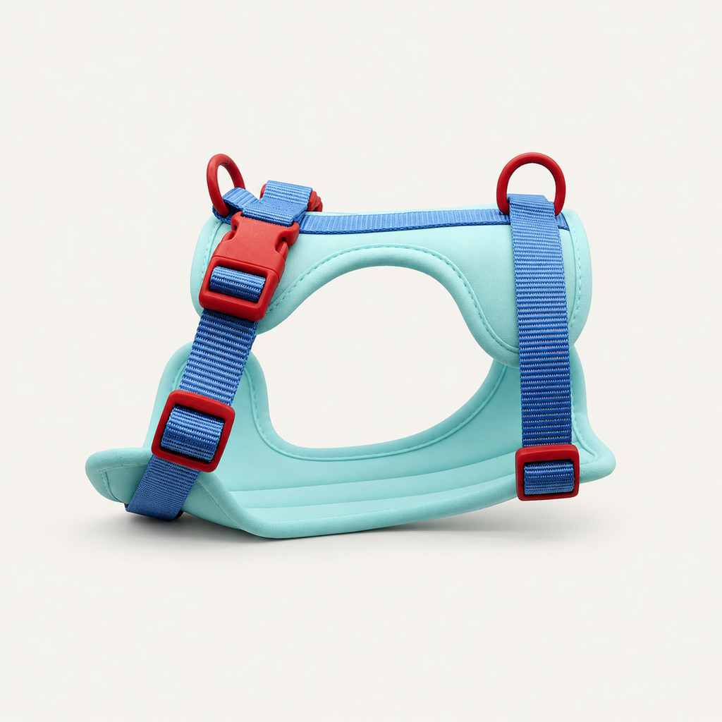 Aqua Contrast Dual-Attachment Dog Harness