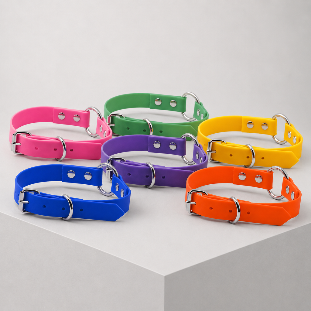 Textured Waterproof PVC Dog Collar with O-Ring