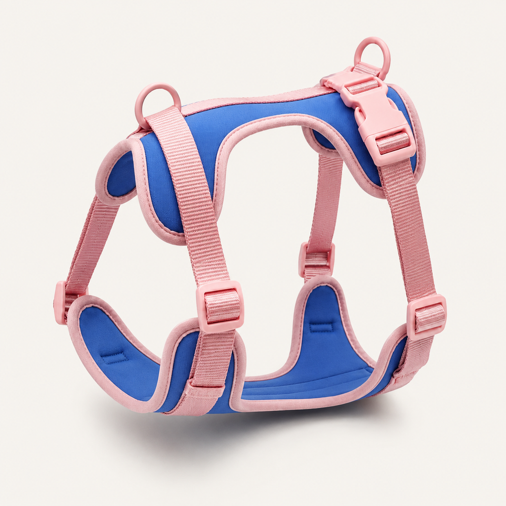 Blush-Trim Padded Dual-Attachment Dog Harness