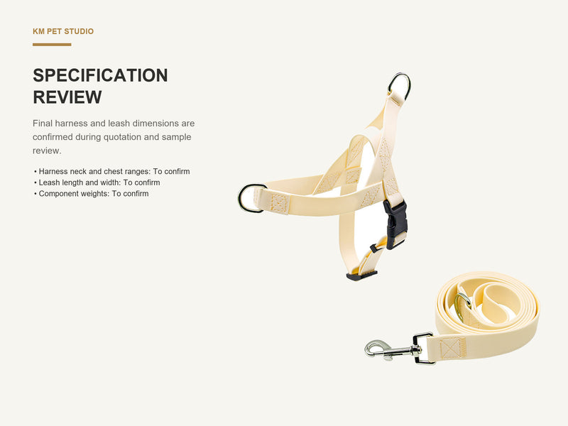 Specification Review detail on pvc strap dog harness and leash set for wholesale buyers