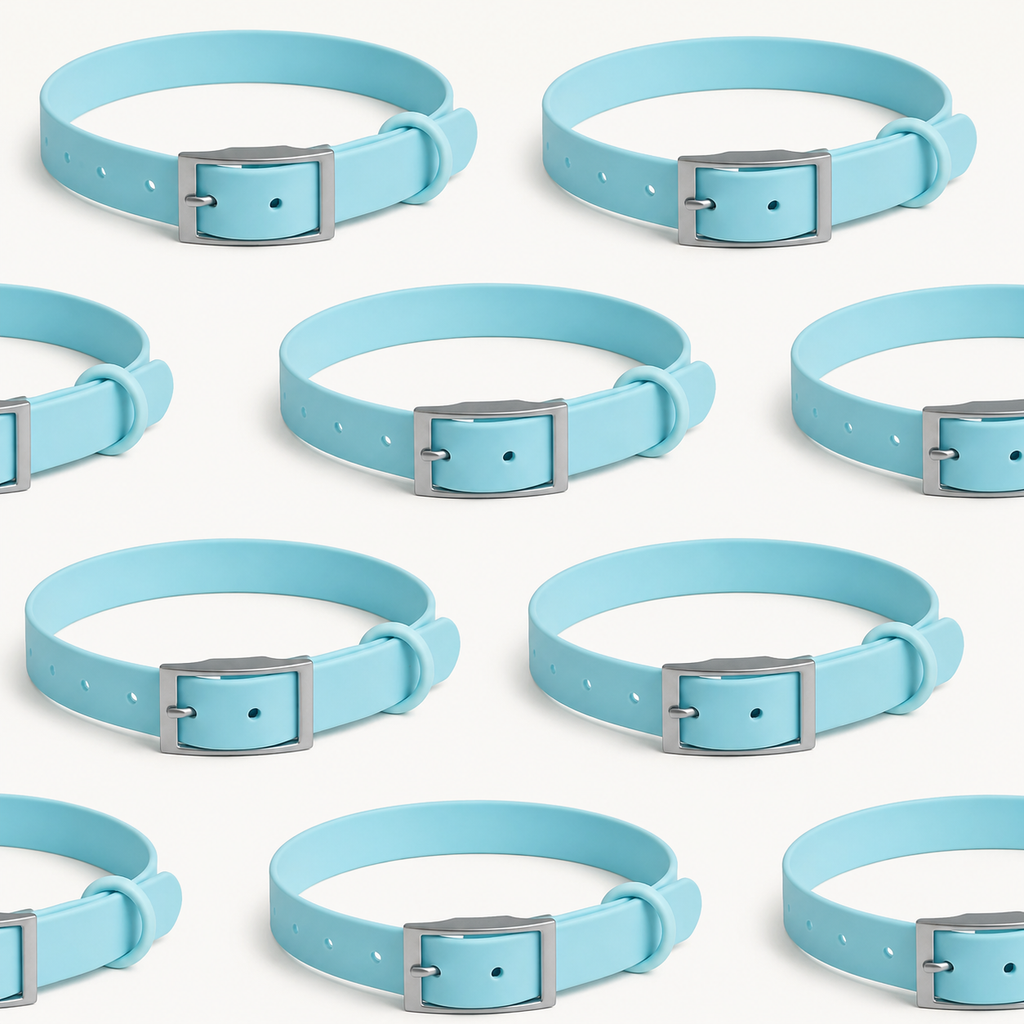 Turquoise PVC Dog Collar with Zinc Alloy Fittings