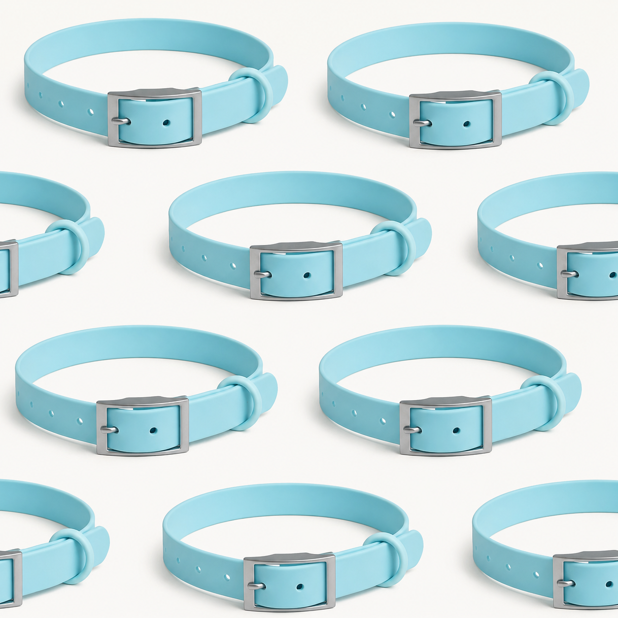 Turquoise PVC Dog Collar with Zinc Alloy Fittings
