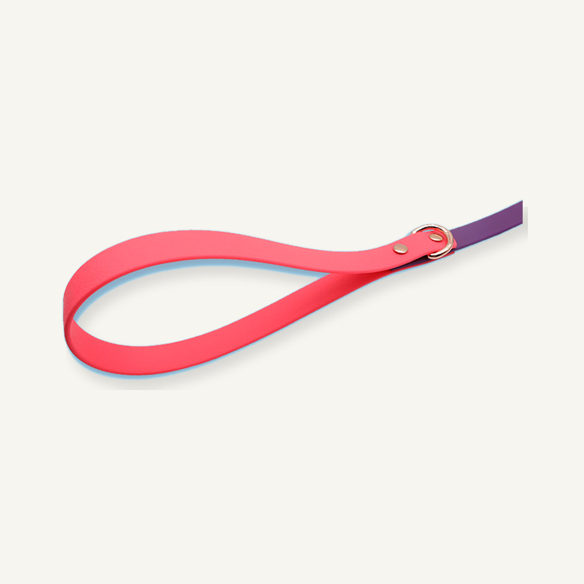Two tone PVC dog collar leash set close view of the integrated loop handle