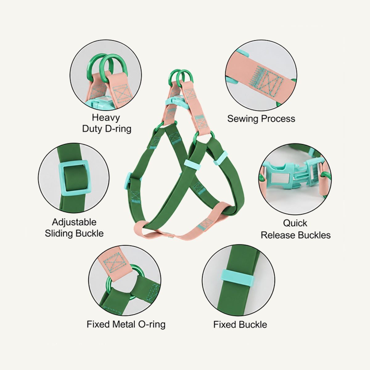 Adjustable Waterproof Coated Webbing Dog Harness – Step-In Design