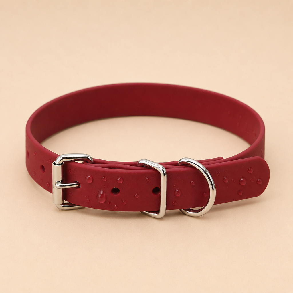 Waterproof PVC Dog Collar with Classic Metal Pin Buckle