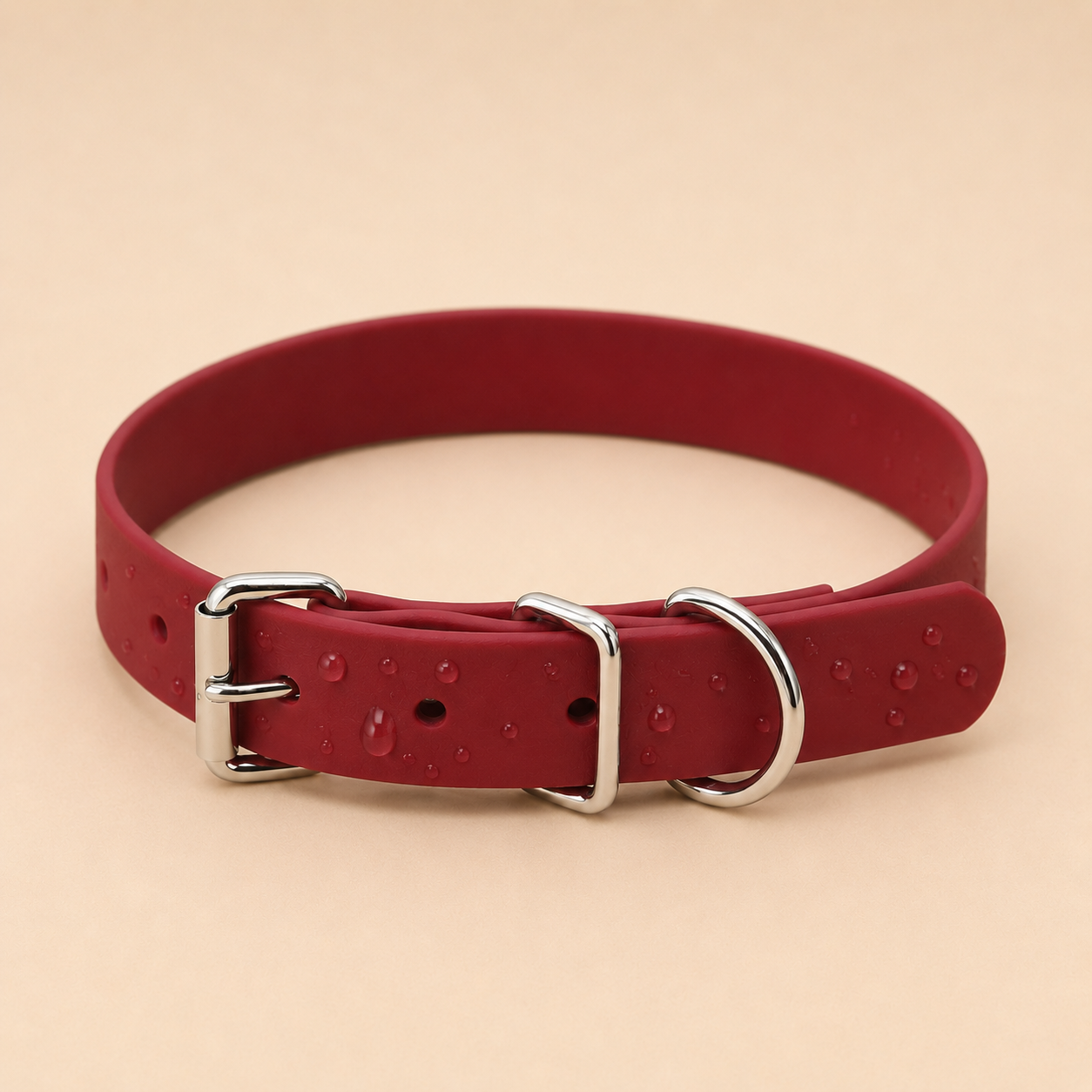 Waterproof PVC Dog Collar with Classic Metal Pin Buckle