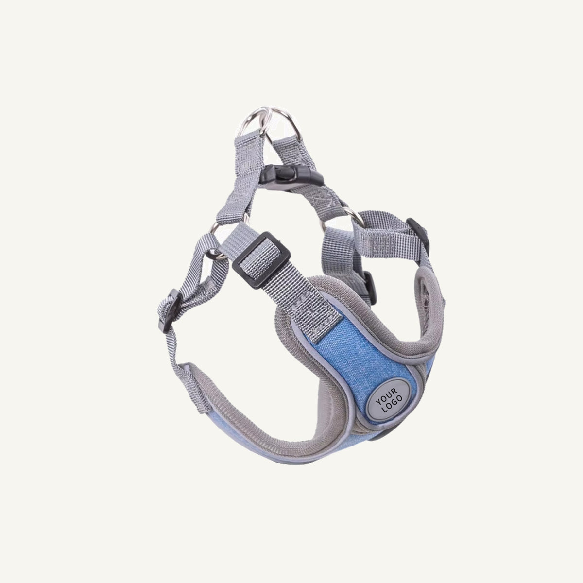 X shaped breathable dog harness with padded chest panel and adjustable webbing for private label buyers