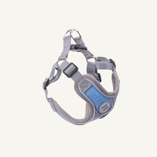 X shaped breathable dog harness with padded chest panel and adjustable webbing for private label buyers