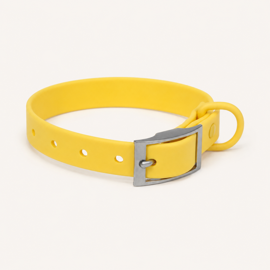 Arc Buckle Yellow Waterproof PVC Dog Collar
