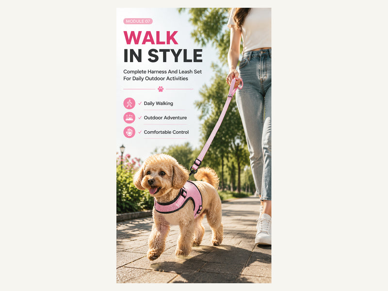 Custom Breathable Air Mesh Dog Harness Walk in Style detail image for wholesale buyers