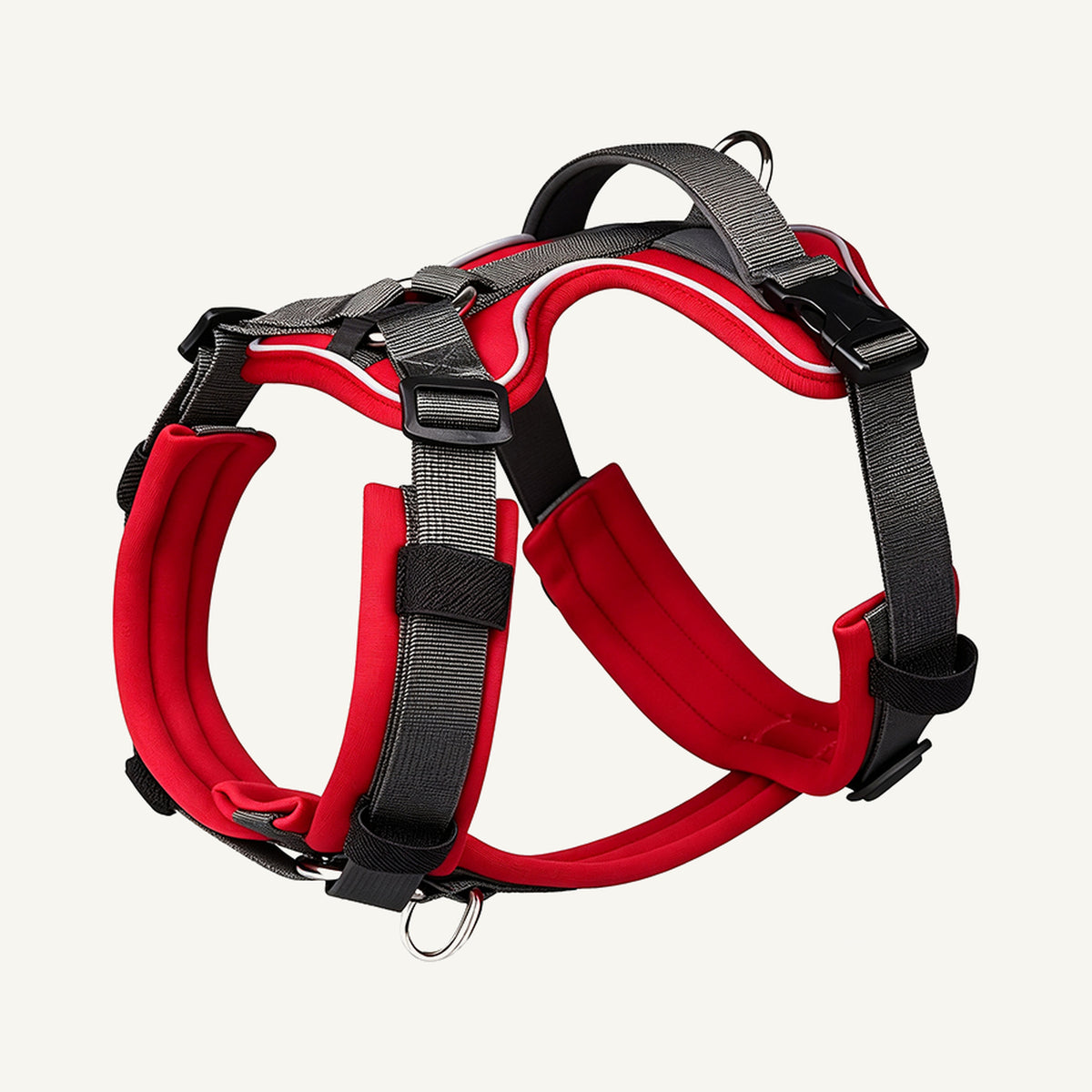 Custom Color Block Reflective Tactical Dog Harness wholesale product view two on warm neutral background