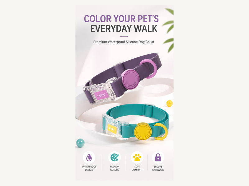 Custom Color Block Waterproof Dog Collar and Leash Set Color Your Everyday Walk detail image for wholesale buyers
