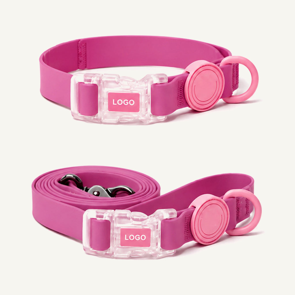 Custom Color Block Waterproof Dog Collar and Leash Set wholesale product view four on warm neutral background