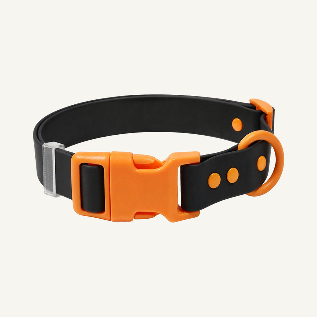 Custom Color Block Waterproof PVC Dog Collar wholesale product view four on warm neutral background