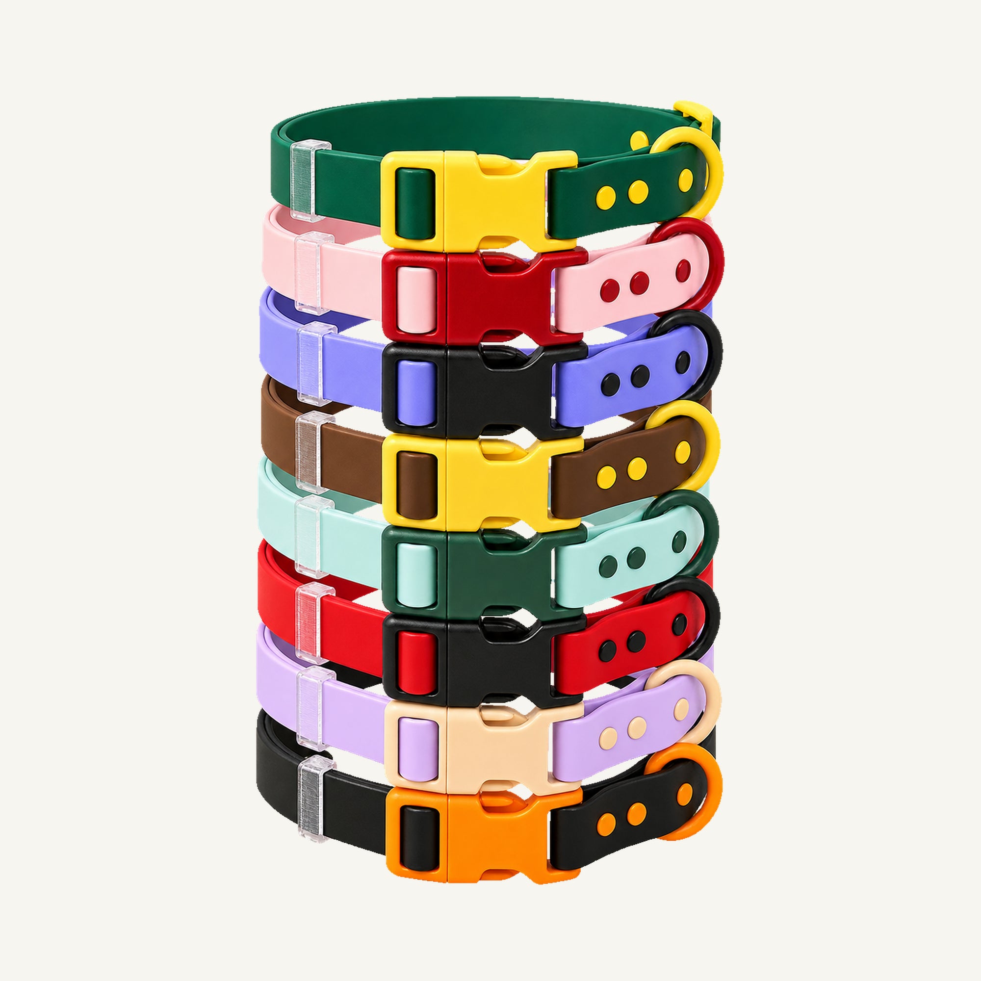 Custom Color Block Waterproof PVC Dog Collar wholesale product view one on warm neutral background